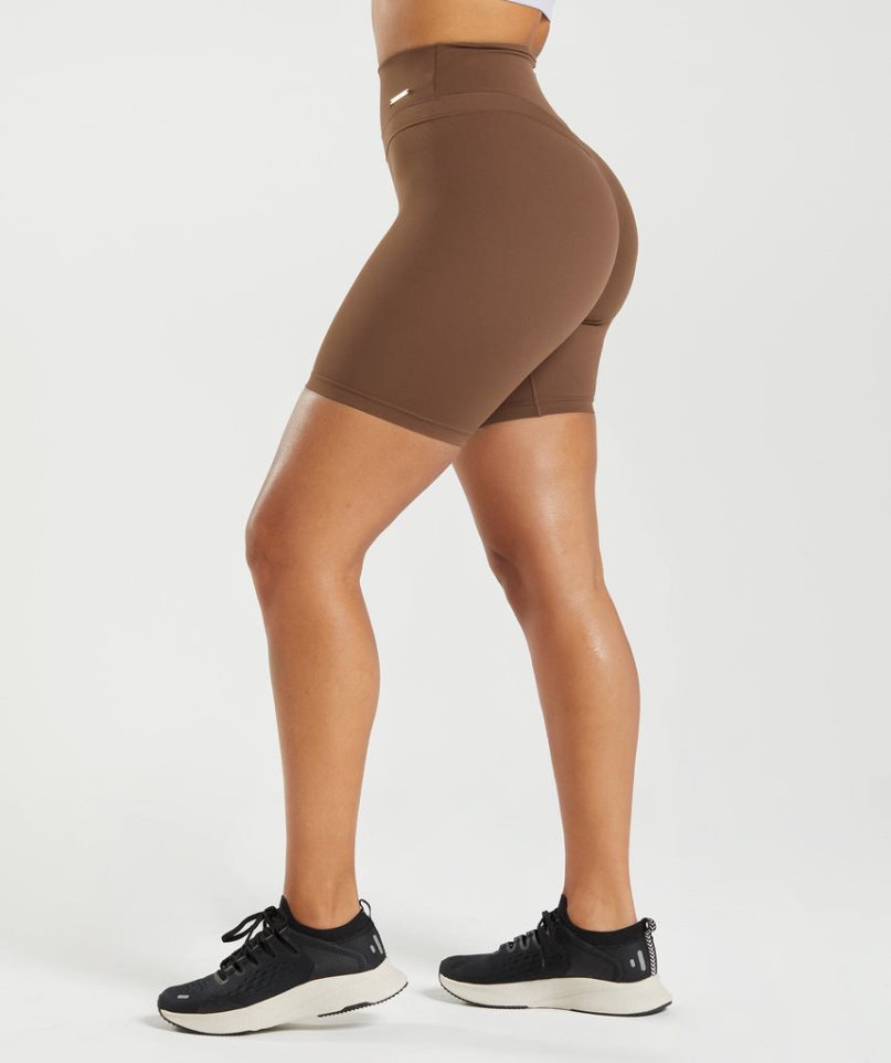 Women's Gymshark Whitney Cycling Shorts Dark Brown | CA 57A301